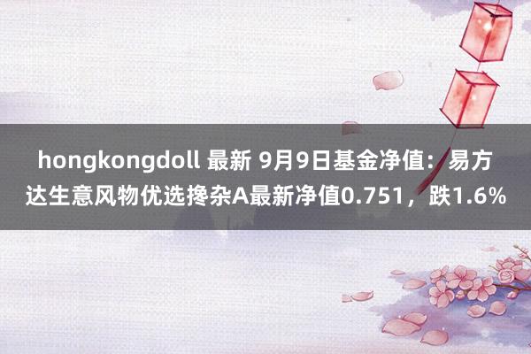 hongkongdoll 最新 9月9日基金净值：易方达生意风物优选搀杂A最新净值0.751，跌1.6%