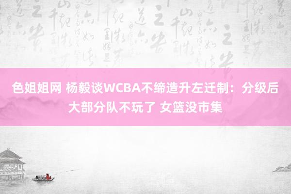 色姐姐网 杨毅谈WCBA不缔造升左迁制：分级后大部分队不玩了 女篮没市集