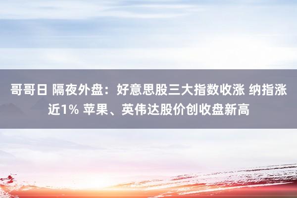 哥哥日 隔夜外盘：好意思股三大指数收涨 纳指涨近1% 苹果、英伟达股价创收盘新高