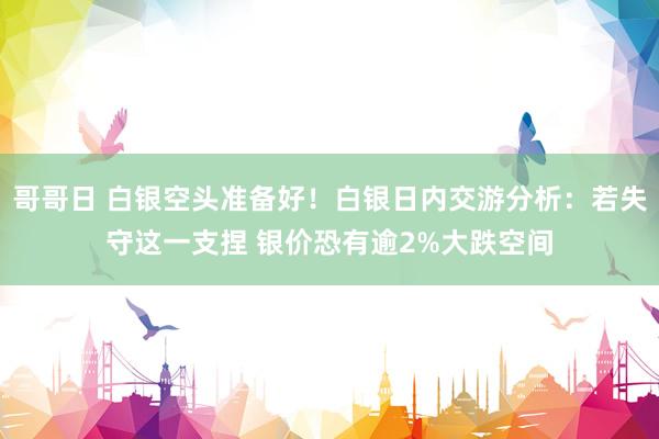 哥哥日 白银空头准备好！白银日内交游分析：若失守这一支捏 银价恐有逾2%大跌空间