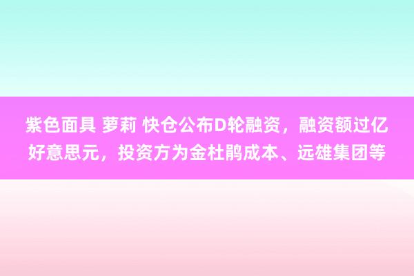 紫色面具 萝莉 快仓公布D轮融资，融资额过亿好意思元，投资方为金杜鹃成本、远雄集团等