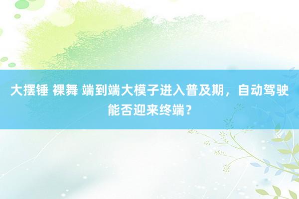 大摆锤 裸舞 端到端大模子进入普及期，自动驾驶能否迎来终端？