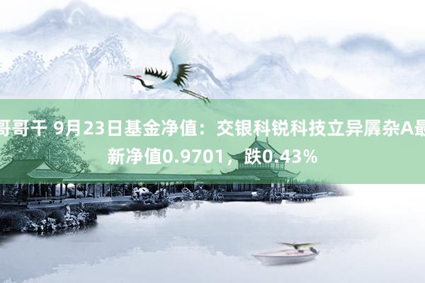 哥哥干 9月23日基金净值：交银科锐科技立异羼杂A最新净值0.9701，跌0.43%