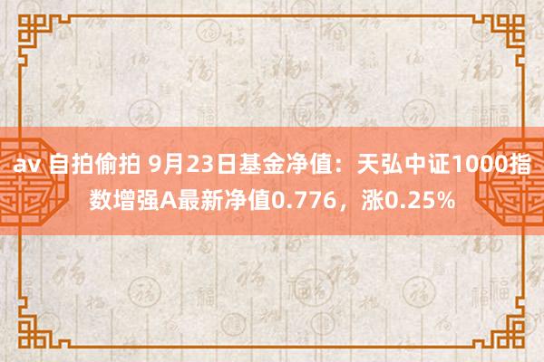 av 自拍偷拍 9月23日基金净值：天弘中证1000指数增强A最新净值0.776，涨0.25%