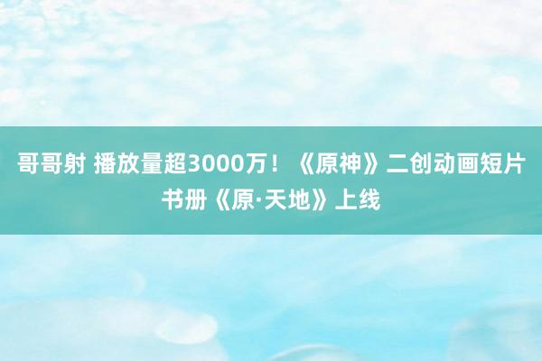 哥哥射 播放量超3000万！《原神》二创动画短片书册《原·天地》上线