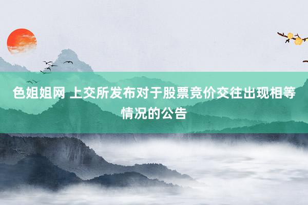 色姐姐网 上交所发布对于股票竞价交往出现相等情况的公告