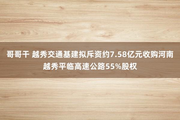 哥哥干 越秀交通基建拟斥资约7.58亿元收购河南越秀平临高速公路55%股权