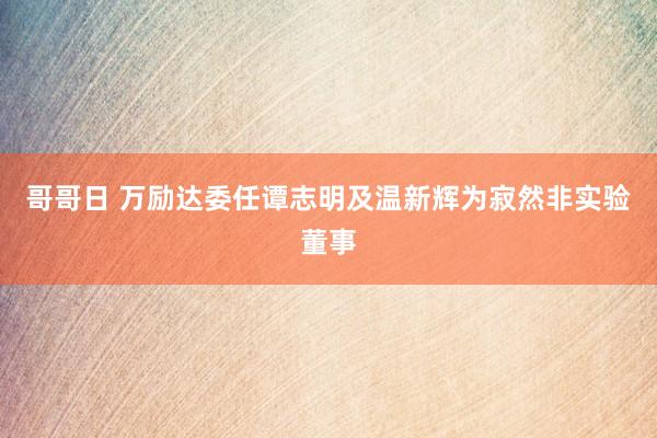 哥哥日 万励达委任谭志明及温新辉为寂然非实验董事