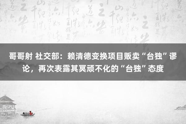 哥哥射 社交部：赖清德变换项目贩卖“台独”谬论，再次表露其冥顽不化的“台独”态度