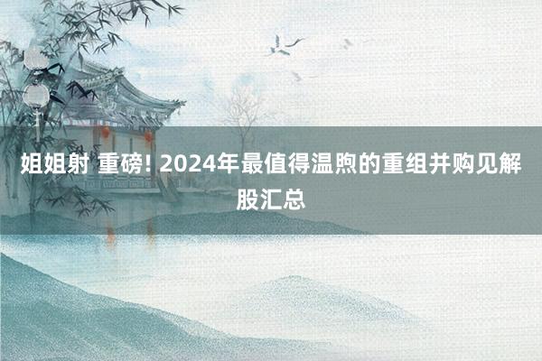 姐姐射 重磅! 2024年最值得温煦的重组并购见解股汇总