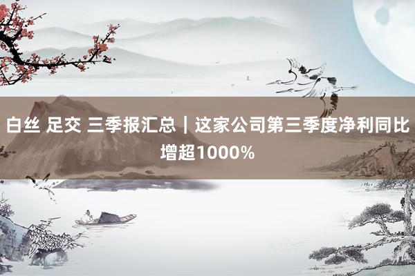 白丝 足交 三季报汇总｜这家公司第三季度净利同比增超1000%