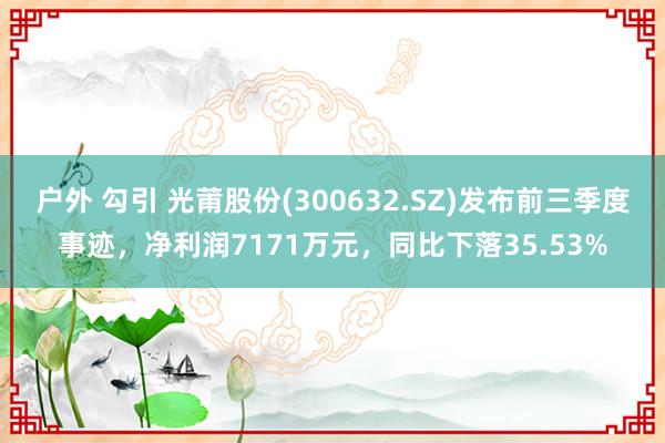 户外 勾引 光莆股份(300632.SZ)发布前三季度事迹，净利润7171万元，同比下落35.53%