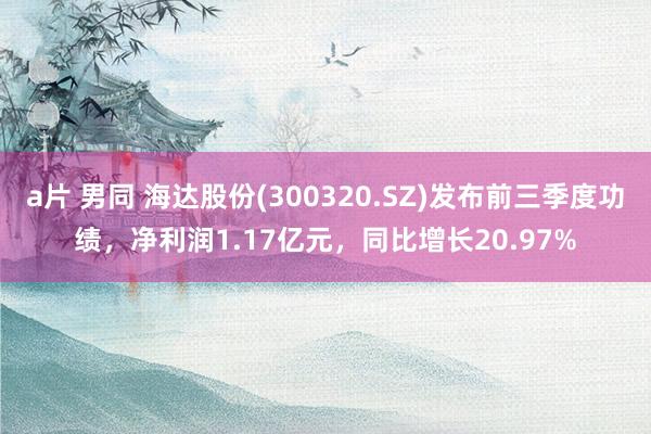 a片 男同 海达股份(300320.SZ)发布前三季度功绩，净利润1.17亿元，同比增长20.97%