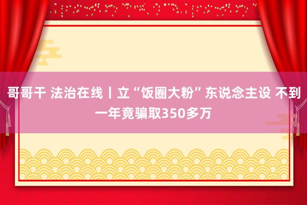 哥哥干 法治在线丨立“饭圈大粉”东说念主设 不到一年竟骗取350多万