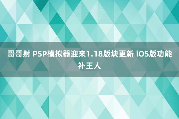 哥哥射 PSP模拟器迎来1.18版块更新 iOS版功能补王人