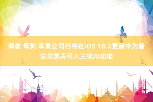 调教 母狗 苹果公司行将在iOS 18.2更新中为备忘录愚弄引入三项AI功能