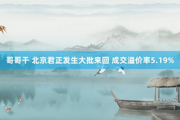 哥哥干 北京君正发生大批来回 成交溢价率5.19%