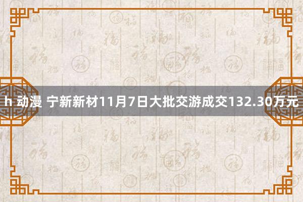 h 动漫 宁新新材11月7日大批交游成交132.30万元