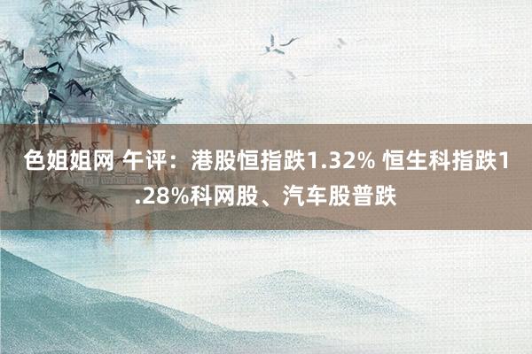 色姐姐网 午评：港股恒指跌1.32% 恒生科指跌1.28%科网股、汽车股普跌