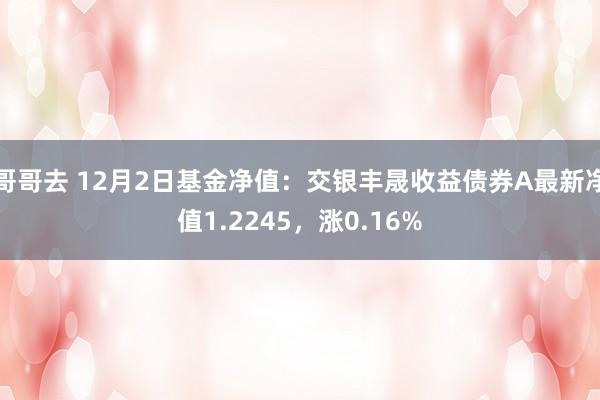 哥哥去 12月2日基金净值：交银丰晟收益债券A最新净值1.2245，涨0.16%