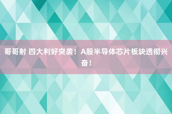 哥哥射 四大利好突袭！A股半导体芯片板块透彻兴奋！