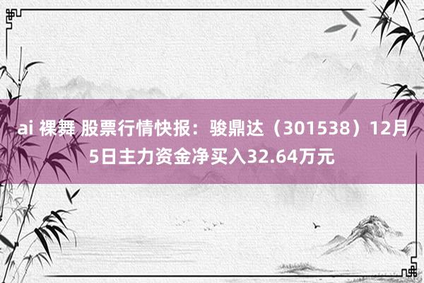 ai 裸舞 股票行情快报：骏鼎达（301538）12月5日主力资金净买入32.64万元