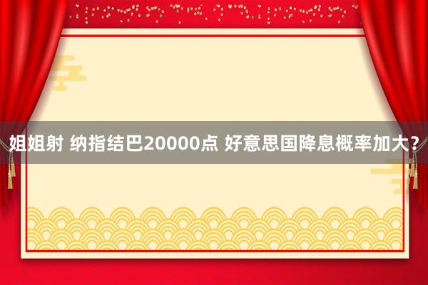 姐姐射 纳指结巴20000点 好意思国降息概率加大？