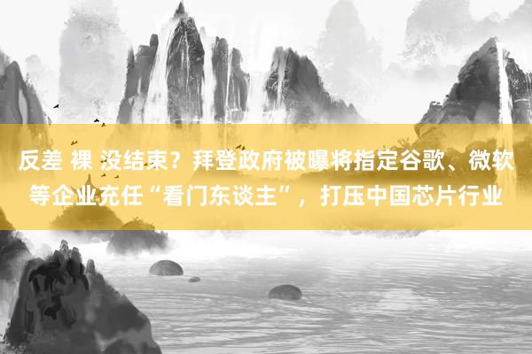 反差 裸 没结束？拜登政府被曝将指定谷歌、微软等企业充任“看门东谈主”，打压中国芯片行业