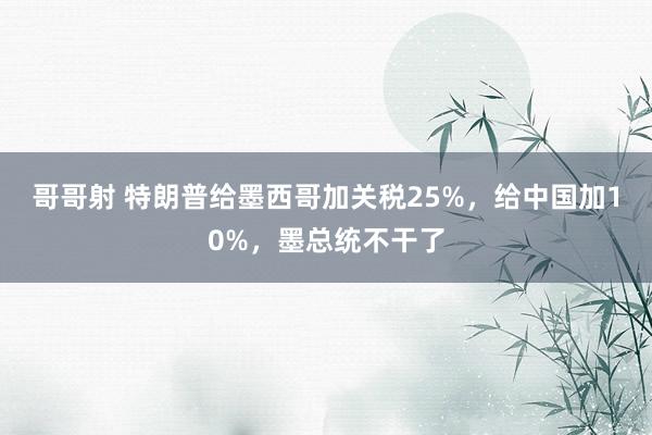 哥哥射 特朗普给墨西哥加关税25%，给中国加10%，墨总统不干了