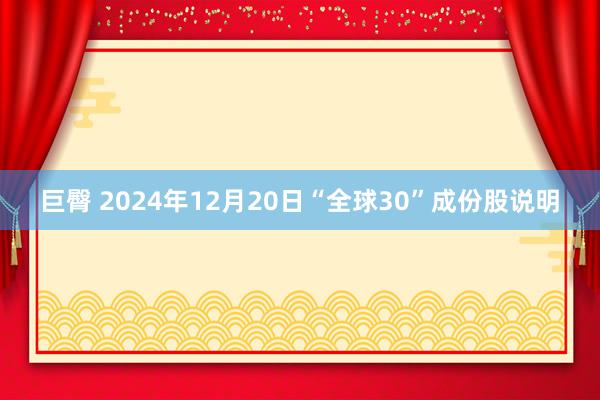 巨臀 2024年12月20日“全球30”成份股说明