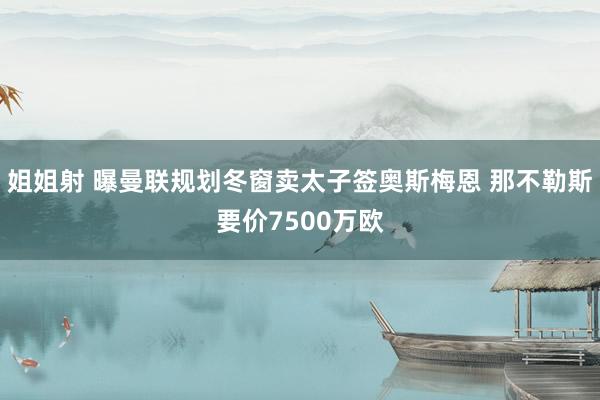 姐姐射 曝曼联规划冬窗卖太子签奥斯梅恩 那不勒斯要价7500万欧