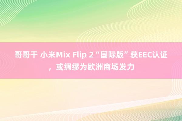 哥哥干 小米Mix Flip 2“国际版”获EEC认证，或绸缪为欧洲商场发力