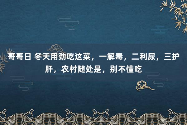 哥哥日 冬天用劲吃这菜，一解毒，二利尿，三护肝，农村随处是，别不懂吃