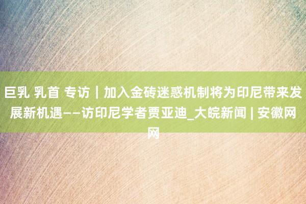 巨乳 乳首 专访｜加入金砖迷惑机制将为印尼带来发展新机遇——访印尼学者贾亚迪_大皖新闻 | 安徽网