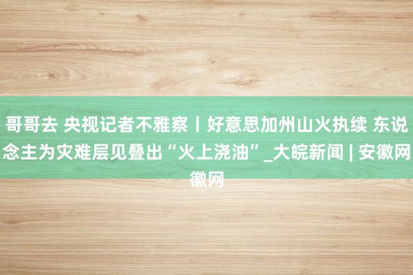 哥哥去 央视记者不雅察丨好意思加州山火执续 东说念主为灾难层见叠出“火上浇油”_大皖新闻 | 安徽网