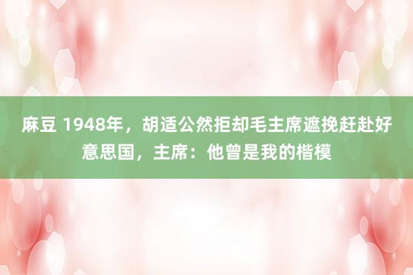 麻豆 1948年，胡适公然拒却毛主席遮挽赶赴好意思国，主席：他曾是我的楷模