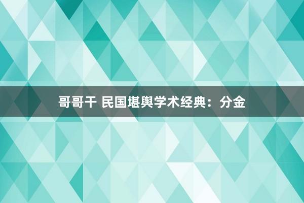 哥哥干 民国堪舆学术经典：分金