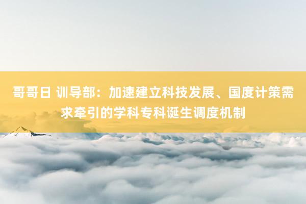 哥哥日 训导部：加速建立科技发展、国度计策需求牵引的学科专科诞生调度机制