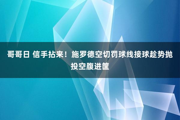 哥哥日 信手拈来！施罗德空切罚球线接球趁势抛投空腹进筐